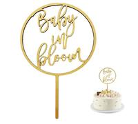 fKiZanthene Baby in Bloom Cake Topper, Handcrafted Wooden Baby Shower Cake Decorations, 'Baby in Bloom' Topper for Gender-Neutral Showers & Reveal Parties