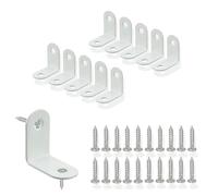 fKiZanthene Corner Brackets 10pcs 90 Degree L Shaped Bracket 32x32mm Metal Angle Brackets with Screws for Wood Furniture and Shelf Fixing