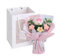 fKiZanthene Crochet Flowers, Handmade Knitted Flower Bouquet Artificial Floral Arrangements for Home Decor Memorial Displays Gifts for Women Bathroom Decoration