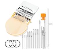 fKiZanthene Darning Loom Kit Mini Wooden Knitting Loom with Ten Hooks DIY Weaving Tool for Home Workshop and School Use
