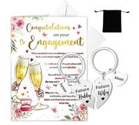 fKiZanthene Engagement Card & Gifts for Couples, Includes 1 Card 2 Stainless Steel Keyrings & 1 Black Pouch for Engagement Ceremonies