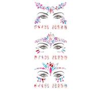 fKiZanthene Face Gems for Festivals, 3 Pcs Adhesive Face Glitter Jewels, Temporary Tattoo Stickers for Festivals, Halloween, Christmas & Party Celebrations