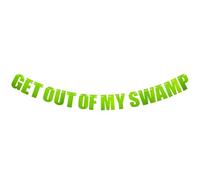 fKiZanthene Get Out of My Swamp Party Banner, Green Decorative Banner for Outdoor Events, Garden Parties & House Warmings
