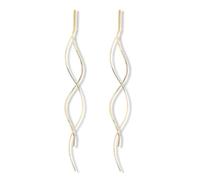 fKiZanthene Gold Threader Earrings Long Dangly Pull Through Earrings for Women Wave Tassel Style for Beach Party Daily Wear