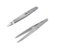 fKiZanthene Professional Precision Eyebrow Tweezers, Point-Tip Precision Tweezers for Ingrown Hair, Eyebrows, Facial Hair, Splinters, Glass Removal - Perfectly Aligned, Stainless Steel Slanted Hair Re