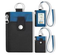 fKiZanthene RFID Neck Pouch Blue/Black, Lightweight and Durable, Secure Protection for ID Cards, Credit Cards and Cash, Practical for Travel, Commuting and Office Applications