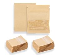 fKiZanthene Seed Envelopes Small Brown Paper Bags with Window, 100 Mini Kraft Seed Packets Waterproof Moisture Proof for Food Storage and Gardening