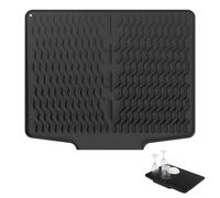 fKiZanthene Silicone Draining Mat, 40cm x 32.8cm Food-Grade Non-Slip Mat for Kitchen Sink and Dish Drying, Black