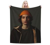 FKJGJFOGU Fi-nn Wolfhard Double Sided Soft Fleece Throw Finn Actor Wolfhard Fluffy Blanket for Couch Sofa Bed Office 80"x60"