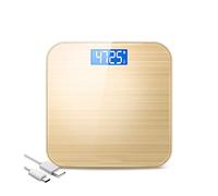 FKJLUN Digital Electronic Bathroom Scales Household High Accuracy Tempered Glass Digital Scale Kitchen Bathroom Scale Body Weight Scale USB Charging Scale High Precision Weighing Scale (Color : Gold)