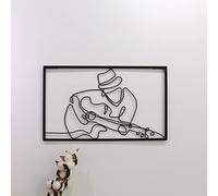 FKKA Metal Guitar Wall Art Decor and Sculpture, Modern Line Minimalist Fashion Art Decor, Metal Guitarist Silhouette Wall Art for Music Room,Living Room, Bedroom,Study, Black