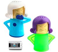 FKKFSS 2PCS Microwave Cleaner, Angry Mum Microwave High Temperature Steam Cleaner, Works Great, Deodorises Fridge Kitchen Cleaning, Cleans and Disinfects with Vinegar and Water (White, Purple)
