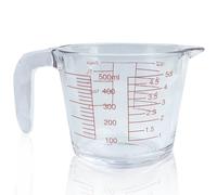 FKKFSS Glass Measuring Cup 500 ml, Cooking and Baking Measuring Cups, Bevelled Measuring Cups, Transparent Water Glasses, hot Milk, Freshly Squeezed juices, Egg whisks, Flour Measurements