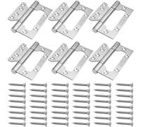FKKFSS Recessed 304 Stainless Steel Flush Door Hinges丨6Pcs 72 x 105cm with Screws, Ball Bearing Hinges Open The Door Silently, Suitable for Doors, Windows, wardrobes and cabinets (3, Silver)