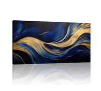 FKKJPJ Large Navy Blue And Gold Abstract Canvas Wall Art, Marble Painting Canvas Art Prints Modern Artwork for Bedroom Artwork Decor 40x80cm(16x31in) Unframed