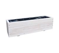 FKL DESIGN Home Deco Narrow Flower Box Wood 60 cm - Planter for Balcony & Window Sill, Weatherproof Plant Pot, Long Herb Garden (D6 White)
