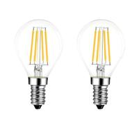 FKLiLEBU 2 Pack G45 LED Mini Globe Bulb E14 4W, Non Dimmable Warm White 2700K Filament, Energy Saving Vintage SES LED Golf Ball Bulb, Small Screw Base, Decorative Lighting
