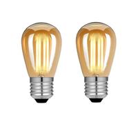 FKLiLEBU 2 Pack S14 E27 Vintage LED Bulbs,4W Low Wattage,40W Incandescent Equivalent,Amber Glass,Warm White 2700K,Soft Light, Decorative LED Filament,Large Edison Screw,Dimmable Bulbs