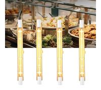 FKLiLEBU 4 Pack 300W R7S Heat Lamp Bulbs - 118MM Jacketed Halogen Food Heating & Warmer Lights with CRI 80+ for Buffets, Home Kitchens, Restaurants & Cafeterias