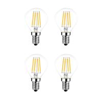 FKLiLEBU 4 Pack G45 LED Mini Globe Bulb E14 4W, Dimmable Warm White 2700K Filament, Energy Saving Vintage SES LED Golf Ball Bulb, Small Screw Base, Decorative Lighting
