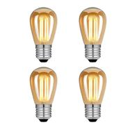 FKLiLEBU 4 Pack S14 E27 Vintage LED Bulbs,4W Low Wattage,40W Incandescent Equivalent,Amber Glass,Warm White 2700K,Soft Light, Decorative LED Filament,Large Edison Screw,Dimmable Bulbs