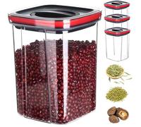 fkngcp 3PCS Food Containers with Lids 1.3L Sealing Storage Containers with Rotary Switch Stackable Snack with Groove for Grains, Spices and Snacks Cereal Storage