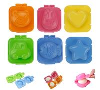 fkngcp 6Pcs Egg Molds, 3D Cartoon Plastic Rice Molds, Cute Design Rice for Kids, Portable DIY Egg Shaper Gadgets Tool for Home Kitchen Schools, Color Random For Kids