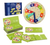 fkngcp Clock for Kids with 15 Double-Sided Cards 6.9'' Learning Clock with Magnet Bracket for Kids Aged 14- Easy-to-Use Teaching For Telling Time Learning