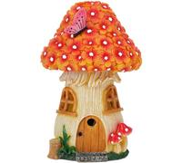 fkngcp Fairy House Mushroom Solar Lights Waterrproof Resin Solar Fairy House Decorative Mushroom Shaped Garden Lights for Outside Patio Yard Decor