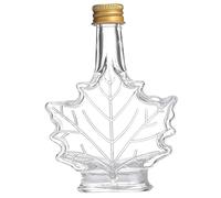 fkngcp Maple Syrup Bottles, 250ml Reusable Leaf Shaped Glass Syrup Bottle with Lids, Food Grade Portable Canning Jars for Storing Liquids, Oils, Perfumes Maple Bottle