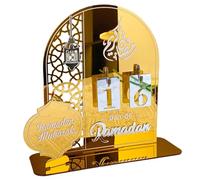 fkngcp Ramadan Advent Calendar, 30 Days Mirror Ramadan Countdown Calendar, Desktop Acrylic, 7.9x7.9 inch Eid Countdown for Table Centerpiece Ornaments Style 1