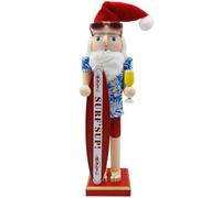 fkngcp Santa Nutcracker Figures Traditional Wooden Nutcracker, Hawaiian Surfer Santa, Summer-Themed Christmas Decor for Tables and Shelves, Style 2 Figure