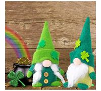 fkngcp St Patricks Day Plush Gnome Tabletop Faceless Swedish Elf Dwarf Decorations 2PCS