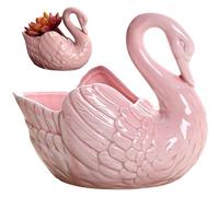fkngcp Swan Planter, Cute Elegant Swan-Shaped Succulent Plant Pots, Simple Ceramic Pots for Plants, Decorative Flower Pot for Home, Office, Style 2Swan Planter