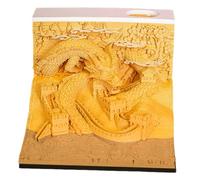 fkngcp Timepiece Calendar 2025 3x3x2 Inch Dragon Paper Carving Artsy Pads with Lights Time Piece 3D Calendar Exquisite Convenient Note Pad for Home Office Ornament Gift Souvenir