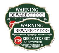 FKNSGR Beware Of Dog Do Not Enter Sign 2 Pack 25 x 18 cm Aluminum | Keep Gate Shut Dog On Premises Sign For Home Yard UV Protected Fade Resistant Durable Waterproof Easy to Install