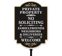 FKNSGR No Soliciting Sign with A Sturdy 35-inch Height Stake, Aluminum Private Property Sign, UV Protected, Fade Resistant