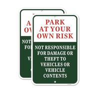 FKNSGR Park at Your Own Risk Sign 2 Pack, 12 x 18 inches, Rust Free .040 Aluminum No Parking Sign, UV Protected, Fade Resistant