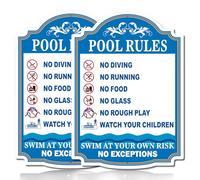 FKNSGR Pool Rules Sign 2 Pack, 10 x 14 inches Rust Free .040 Aluminum Pool Sign, UV Protected, Fade Resistant