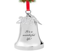 FKOG 2024 It's A Wonderful Life Christmas Bell Ornament, Silver Christmas Tree Bell and Sleigh Bell Ornament Decoration Gifts with Angel Wing Charm (It's a Wonderful Life Bell)
