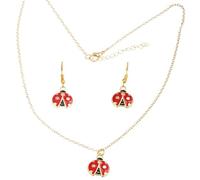 FKOJMH Cute red ladybug set,ladybug bracelet,ladybug earrings,ladybug necklace Ladybird Jewellery meraculas ladybug jewelry, 17, Alloy material, No Gemstone
