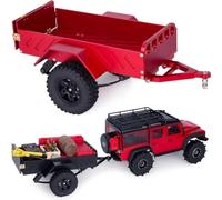 FKRTQIYN 360g Aluminum Trailer Compatible with 1/18 1/24 Crawlers Compatible With Various Models Including SCX24 AX24 K10 F150(Red)