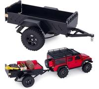 FKRTQIYN 360g Aluminum Trailer Compatible with 1/18 1/24 Crawlers Compatible With Various Models Including SCX24 AX24 K10 F150(Black)