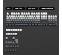 FKRTQIYN KBDiy 133 Key Gradient Gray PBT Double Shot Keycaps With Side Print And Shine Through Backlit Design Compatible With Various Gamer Mechanical Keyboards(Side-Printed Type A)