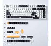 FKRTQIYN Minimalist Black And White 133 Key PBT Five Sided Dye Sublimation Profile Keycap Set Compatible With Mechanical Keyboards
