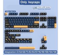 FKRTQIYN Red Blue Samurai PBT Keycaps Compatible With Brazilian Korean Japanese Spanish French ISO 7U Profile For Mechanical Keyboard DIY Projects(Blue-Cherry-UK)