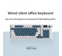 FKRTQIYN RGB Light Effect Mechanical Feel Keyboard For Silent Office And Gaming Compatibility With Various Devices(Wolf lazy)