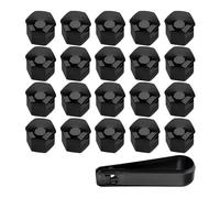 FKSWJZXD 20 Pieces Wheel Nut Covers Set for Ford Fiesta 2008-2024 2025 2026, Wheel Nut Covers with Removal Tool - Bolt Caps Hub Screw Cover,A Black-19MM