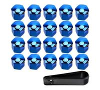 FKSWJZXD 20 Pieces Wheel Nut Covers Set for Peugeot 2008 206 207 3008 301 307 308 4008 408 5008 508 607 RCZ, Wheel Nut Covers with Removal Tool - Bolt Caps Hub Screw Cover,C Blue-21MM