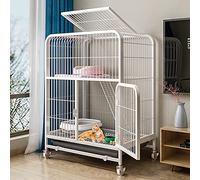 FKTHYO Cat Playpen - Deluxe Cat Home Large Cat CageMetal Wire Kennels Crate Small Animal Cage for Kitten Guinea Pig White (78 * 55 * 85cm)